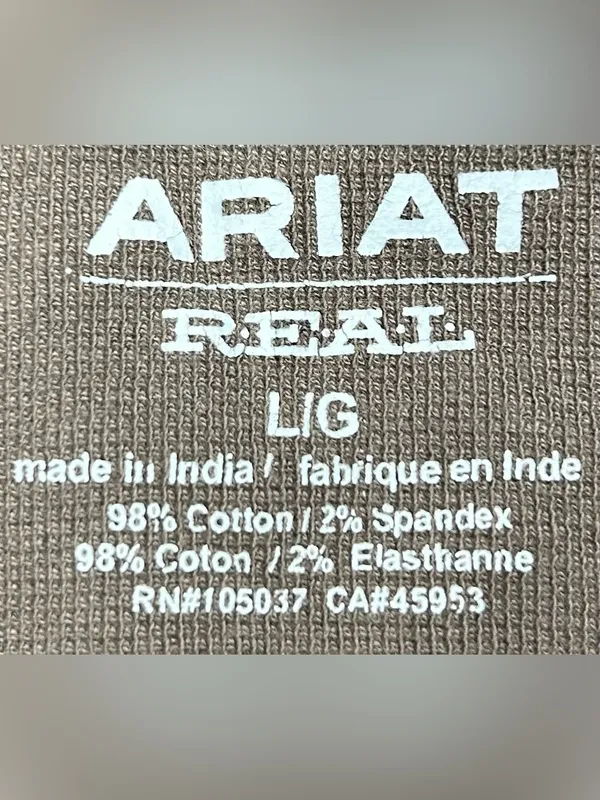 Ariat Real Women’s Size L Brown Lightweight Henley Top - Image 2