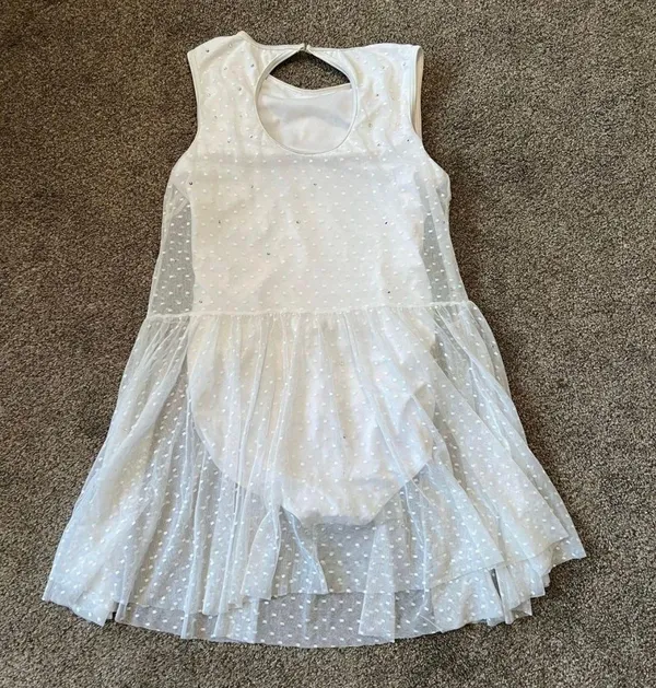 White Lyrical Dance Costume Size L - Image 3