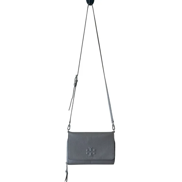 Tory Burch McGraw‎ WOC Crossbody Gray Heron Pebbled Leather Wallet - Image 15