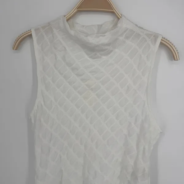 Anthropologie Maeve Asymmetric Textured Tank Small White Sleeveless Mock Neck - Image 6
