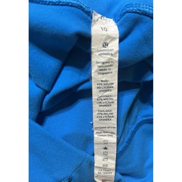 Lululemon Sz 10 Heat It Up Crop Beach Blanket Blue Run Cross Fit Gym Summer Yoga - Image 9