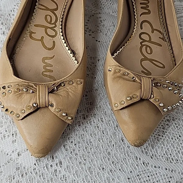 Sam Edelman Raisa studded bow tan slip on ballet flats sz 7.5 - Image 3