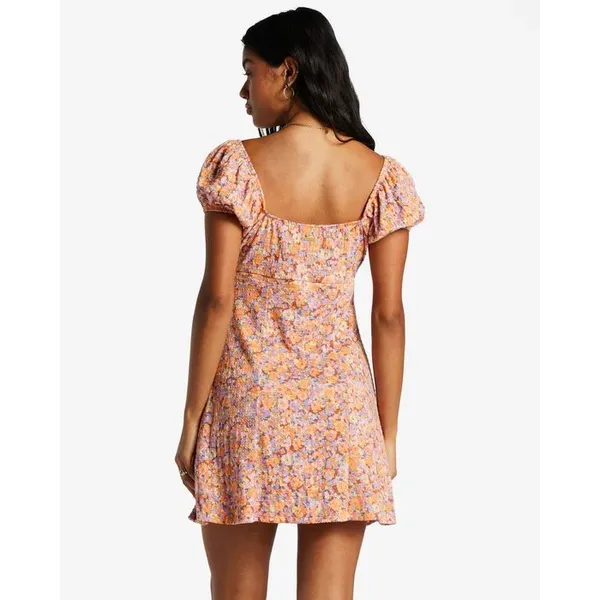 Billabong Dream Girl Mini Dress Womens M Orange Floral‎ Cottagecore Soft Girl - Image 4