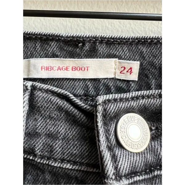 Levi’s Premium Ribcage Boot Cut Button Fly Black Jeans, Size 24 - Image 6