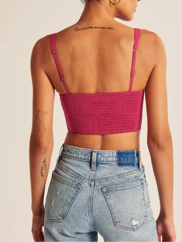Abercrombie + Fitch Hot Pink Poplin Corset Tank - Image 2