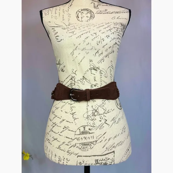 8 Other Reasons Suedette Studded Belt in Brown 43" - Image 8