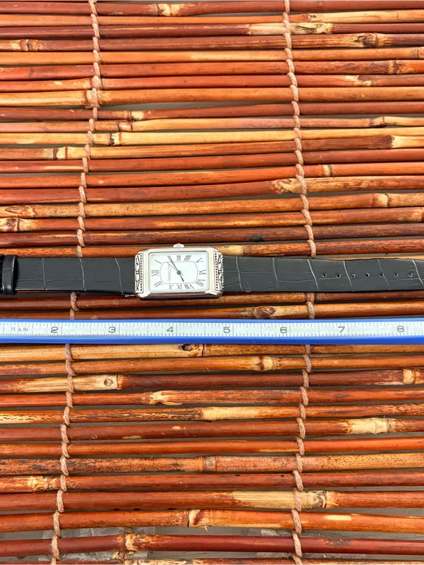Coldwater Creek Silver Rectangular Watch with Black Strap Needs Battery - Image 9