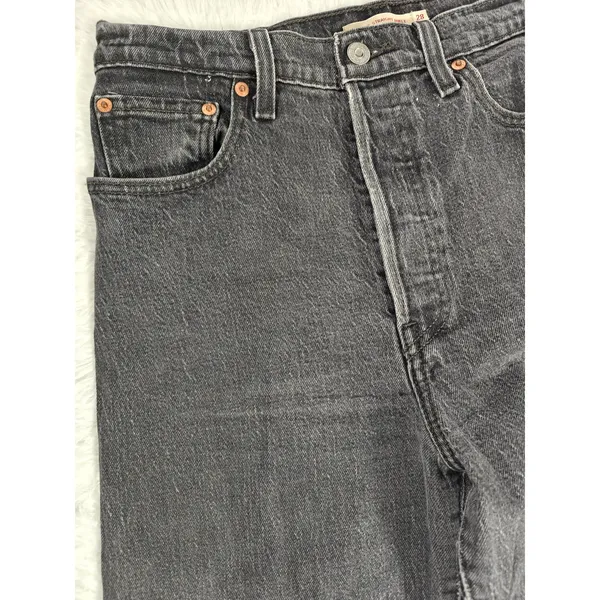 Womens Levis Ribcage Straight Ankle Black Jeans Size 28 - Image 2