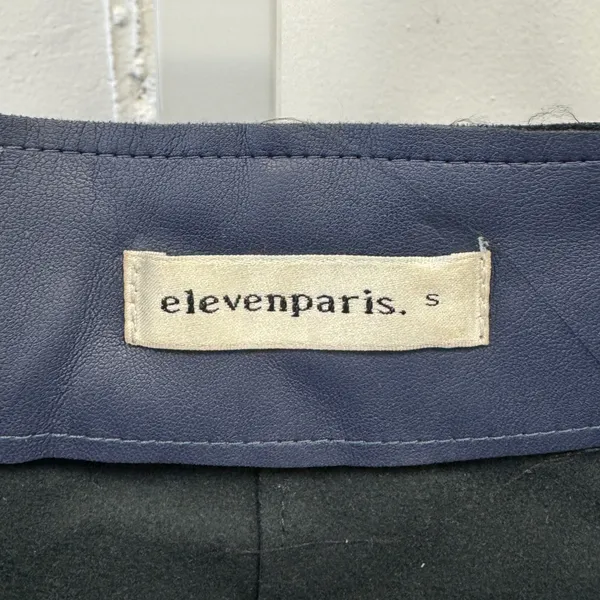 Eleven‎ Paris Navy Blue Faux Leather Mini Skirt A-Line Panel 17F2SK08 Women's Sm - Image 5