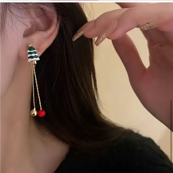 Santa Claus Threader Earrings Cute Retro Asymmetrical Climbing Santa Claus‎ - Image 7