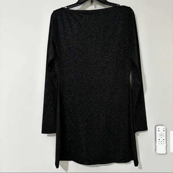 Reformation Jaelynn Knit Dress in black silver sparkle size L - Image 6