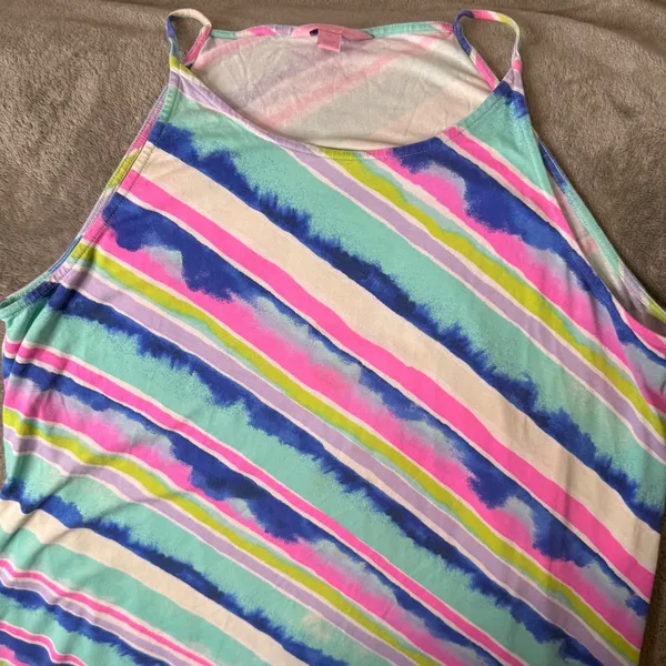 Lilly Pulitzer Asymmetrical Hem Watercolor Midi Maxi Dress Womens M Colorful - Image 10
