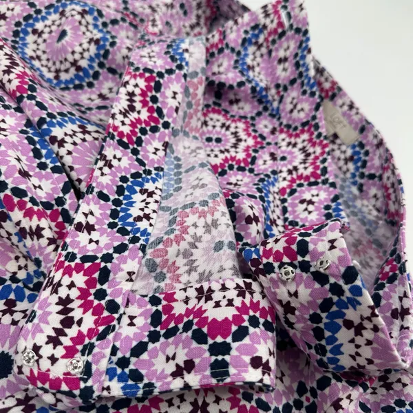 Loft Petites Skirt Womens 10P Purple Geometric Medallion Linen Blend Wrap Midi - Image 9