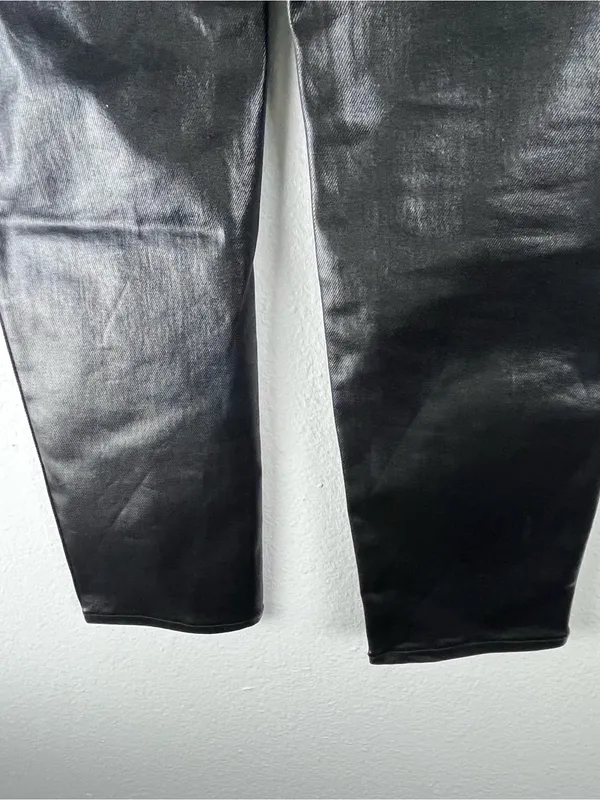WRANGLER Walker 677 High Rise Slim Black Faux Leather Jeans Size 27 Cowgirl Rode - Image 5