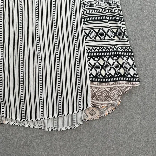 Pants Store Mini Dress Women's Large Halter V-Neck Black/Brown Stripe Summer - Image 3