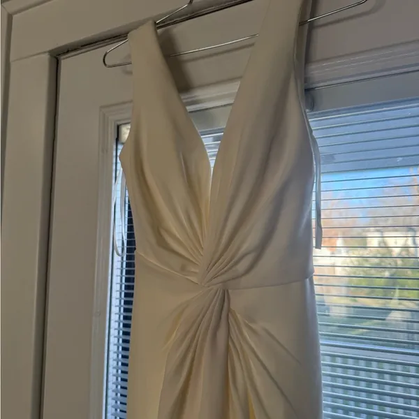 Jovani Elegant Cream Halter Maxi Dress - Image 4
