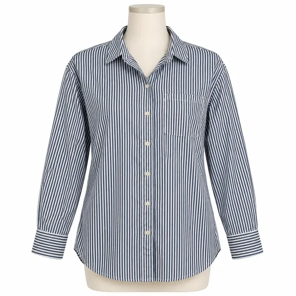 Old Navy M Oversized Striped Boyfriend Shirt Cotton Long Sleeve Button Down Top - Image 2