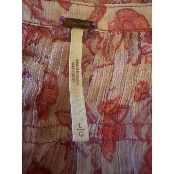 Free People Dainty Ethereal See It Through Maxi Dress Pink Rose Floral Large - Image 12