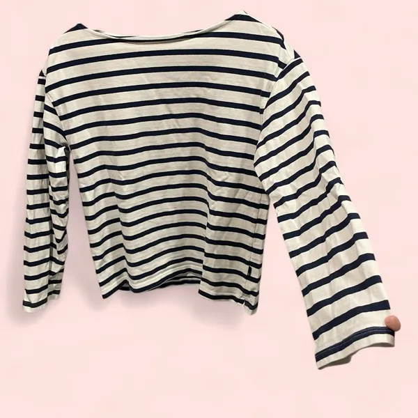 Cute AG Jeans white navy cotton stripe boat neck top nautical coastal cool - Image 2