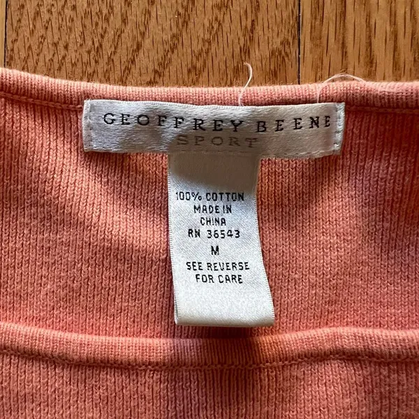 Vintage Geoffrey Beene Pink Striped Cotton 3/4 Sleeve Sweater Pastel Size M - Image 2