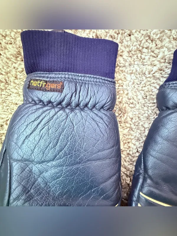 Hotfingers Faux Leather Mittens 3M Thinsulate Large Blue Ski Hiking Winter - Image 3