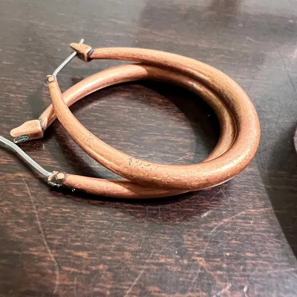 Oval Hoop Earrings Brown‎ Copper Color Statement Dangle Earrings Women - Image 3