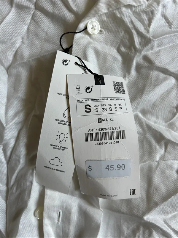 Zara White Short Sleeve Button-Down Shirt - Image 3