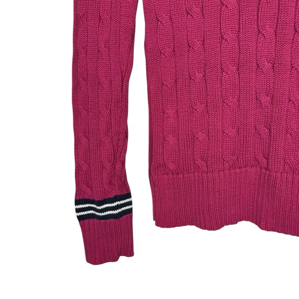 L-RL Lauren Active Ralph Lauren‎ Cable Knit V Neck Rugby Cricket Sweater XS - Image 3