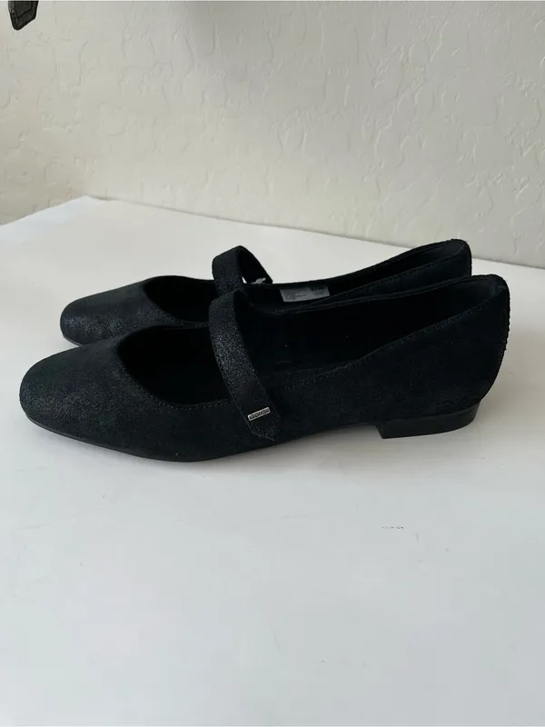 Toms Bianca Ballet Mary Jane Flats Black Metallic Suede NEW NWT Size 8.5 - Image 2