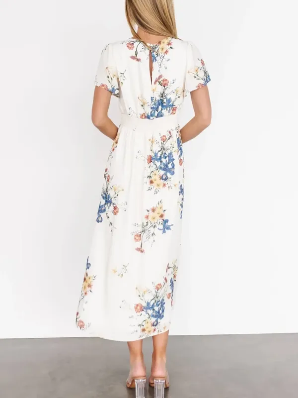 NWT Baltic Born Kristen Midi Dress in Cream Floral Women’s Size XS Smocked Back - Image 2