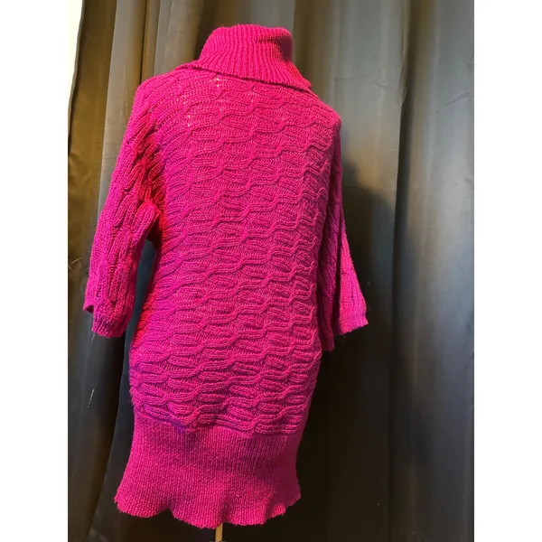 Old Navy Magenta Pink Cowl Neck Cable Knit Sweater Dress Small‎ Dolman Sleeve - Image 6