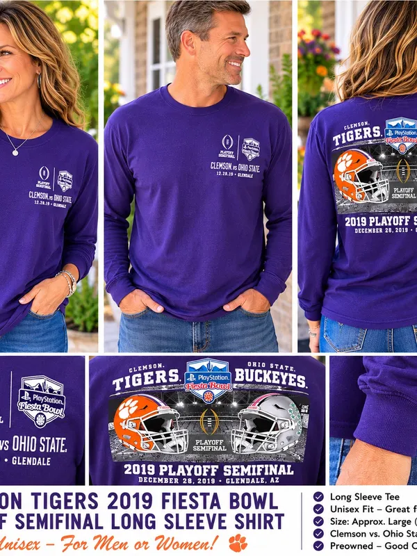 Clemson Tigers Purple 2019 Fiesta Bowl Long Sleeve Tee - Image 2
