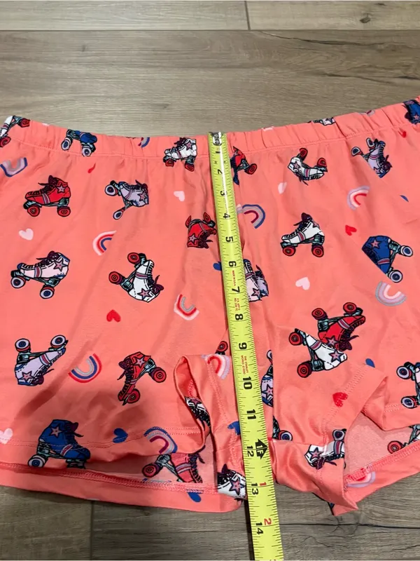 Joyspun Women's pocket Pajama Shorts Roller Skate‎ Hearts Epic coral large - Image 7