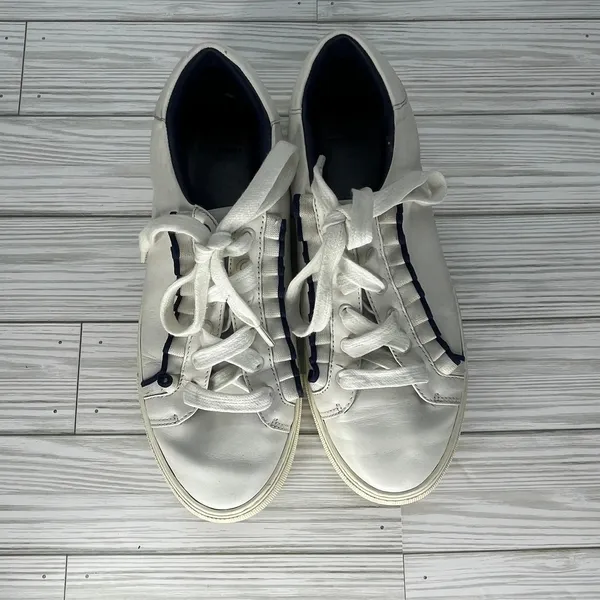 Tory‎ Burch Tory Sport Ruffle Sneakers Athleisure Chic Women White Navy Size 8 - Image 4