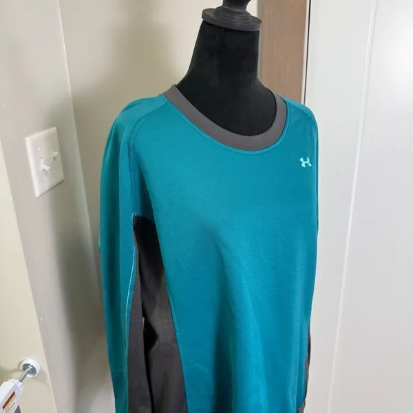 Under‎ Armour Women's Coldgear Turquoise Teal Top Sweatshirt Crew Long Sleeve XL - Image 2