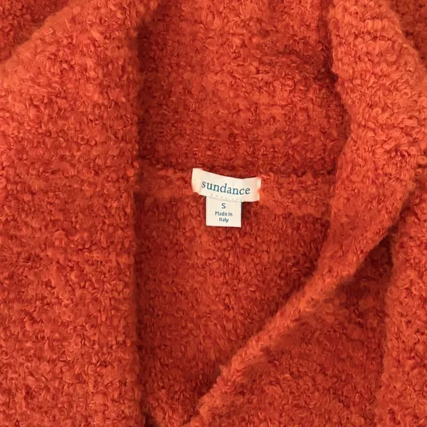 SUNDANCE Laurel Breeze Cardigan Sweater Solid Orange Boucle Knit Wool Small - Image 10