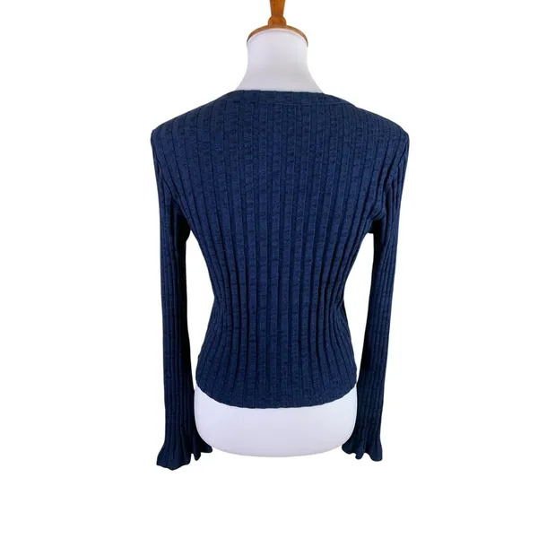 Michael Stars M Navy Ribbed Long Sleeve Top Made USA Y2K Minimalist Coastal - Image 2