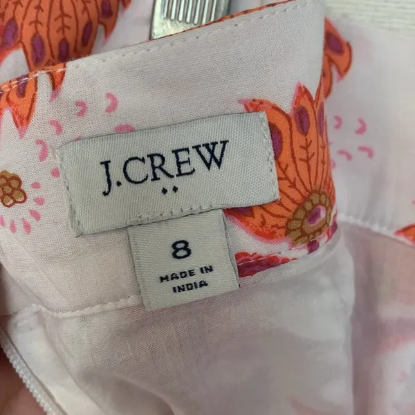 J Crew womens size 8 medium midi skirt faux wrap white orange pink pattern demur - Image 2