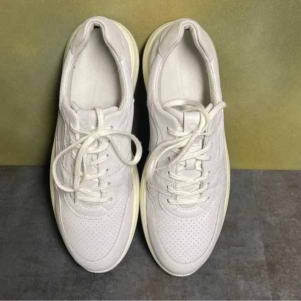 Ecco Perforated White Leather Women's Sneakers Size 10M - Image 15