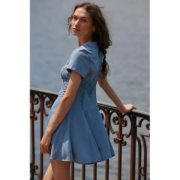 $128 New Free people Cruz Mini Dress - Blue - size 2 - Image 3