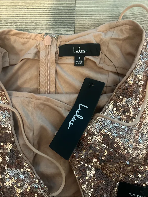 Lulu's Bring It Rose Gold Sequin Mini Slip Bodycon Dress - Image 4