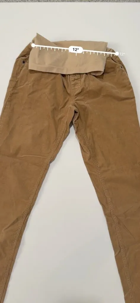 A Pea in the Pod Maternity Tan Brown Corduroy Pants with Secret Fit Belly Panel - Image 12