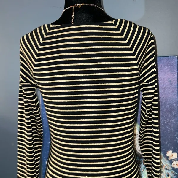 Ralph Lauren Size M Striped Squared Boatneck Long Sleeve Top - Image 8