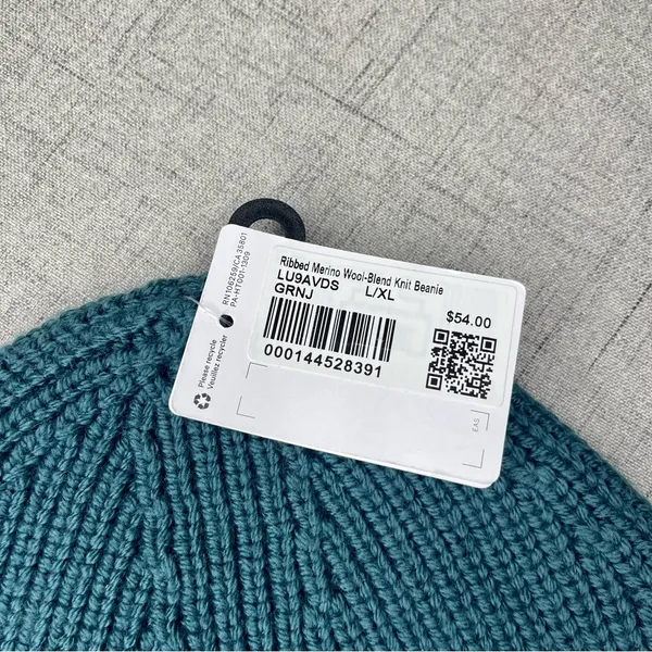 Ribbed Merino Wool Knit Beanie Winter Hat Green Jasper Nwt - Image 8