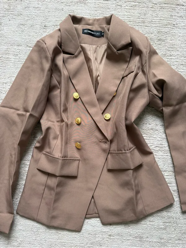 Tailored High-Waist Straight-Leg Pantsuit in Brown (Size Brown) - Image 4