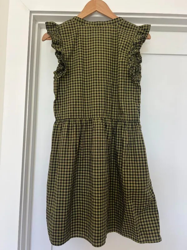 Nation LTD lichen check Tegan cotton ruffled shirt dress, S, cottage, prairie - Image 6