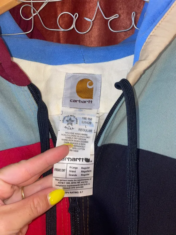 Carhartt patchwork zip up hooded sweatshirt - Image 3