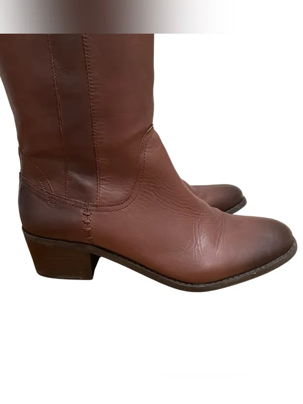 Arturo Chiang Leather Knee High Block Heel Riding Boots Brown Women’s Size 7.5 - Image 2