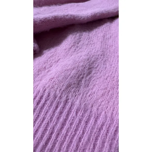 Pink Fuzzy Eyelash Knit Crew Neck Pullover Sweater Womens XL Solid Soft Coquette - Image 4