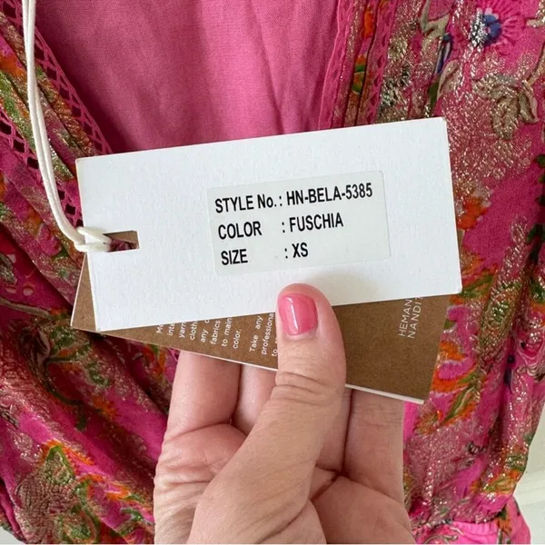 Hemant & Nandita Pink Floral Bella Bodysuit Size XS‎ - Image 6